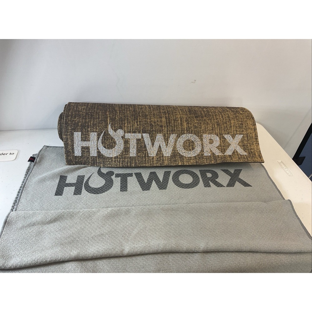 Hotworx Yoga Mat 72" x 24" Non-Slip Textured Hemp Fiber Microfiber Towel Set